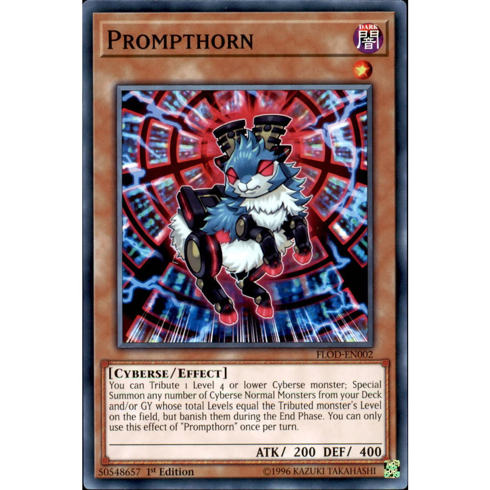 Prompthorn FLOD-EN002 Yu-Gi-Oh! Card from the Flames of Destruction Set