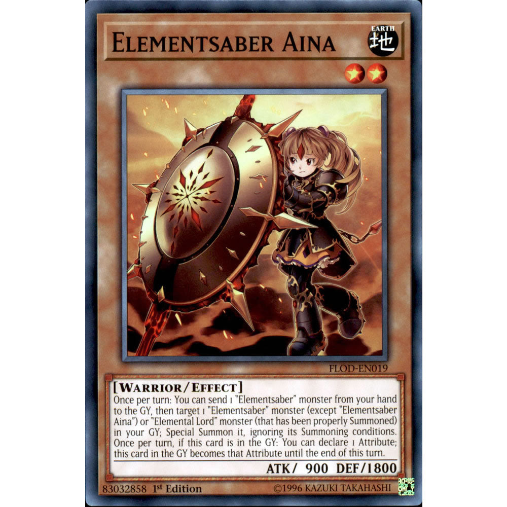 Elementsaber Aina FLOD-EN019 Yu-Gi-Oh! Card from the Flames of Destruction Set