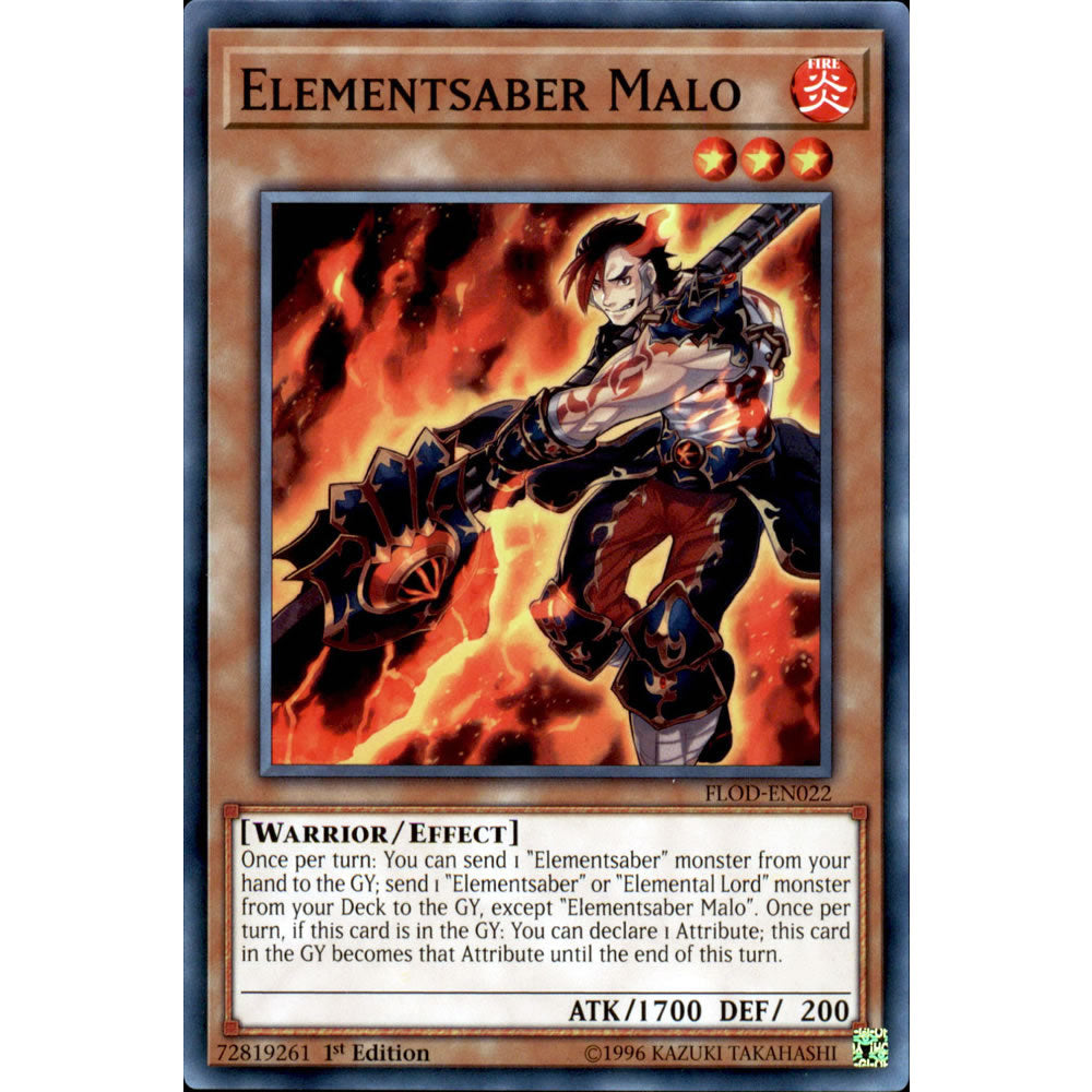 Elementsaber Malo FLOD-EN022 Yu-Gi-Oh! Card from the Flames of Destruction Set