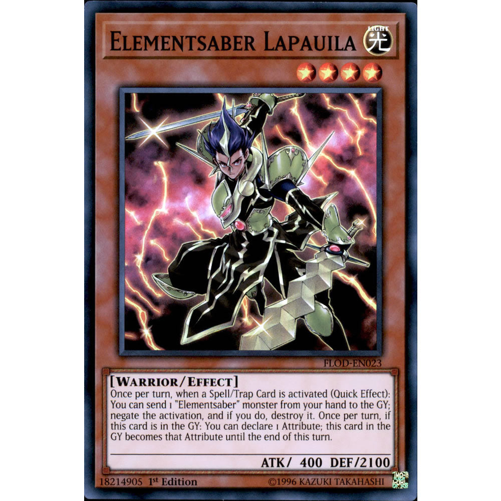 Elementsaber Lapauila FLOD-EN023 Yu-Gi-Oh! Card from the Flames of Destruction Set