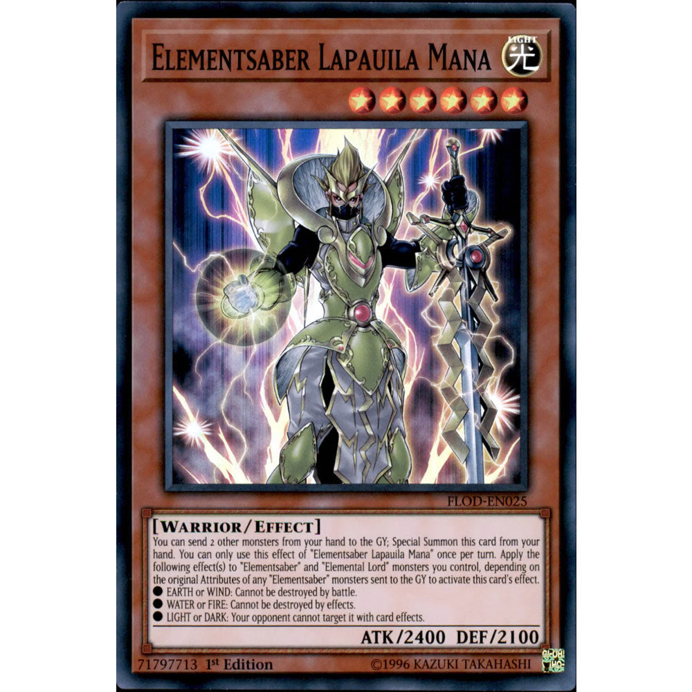 Elementsaber Lapauila Mana FLOD-EN025 Yu-Gi-Oh! Card from the Flames of Destruction Set