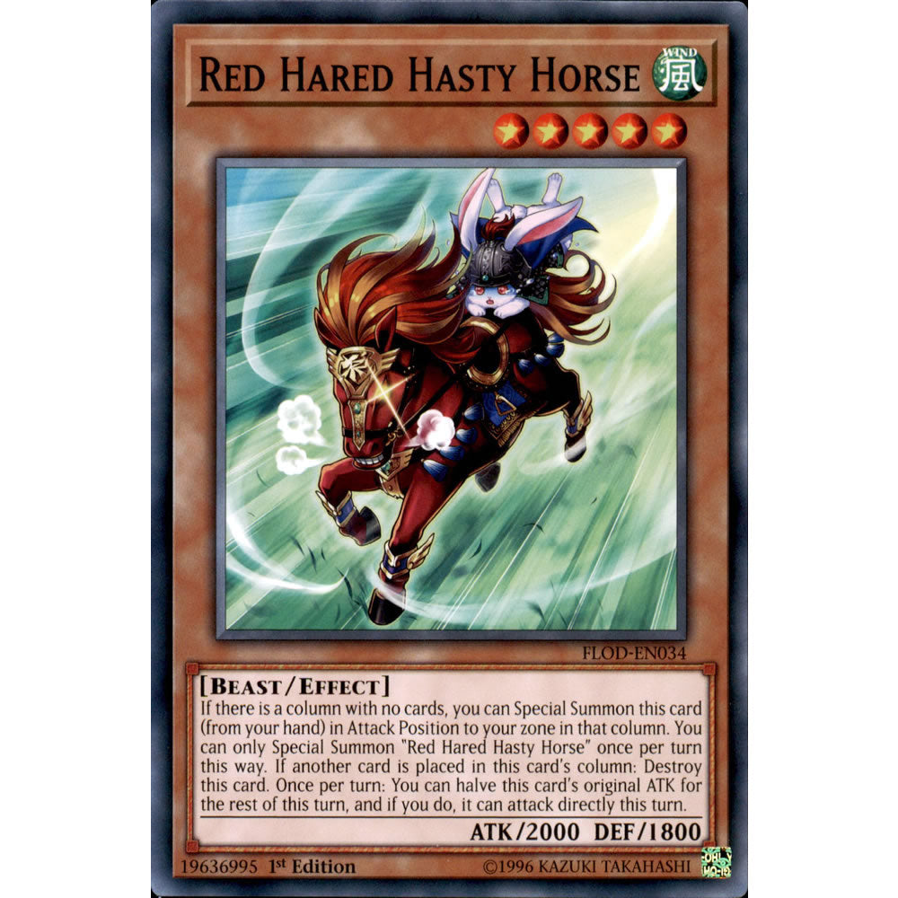 Red Hared Hasty Horse FLOD-EN034 Yu-Gi-Oh! Card from the Flames of Destruction Set