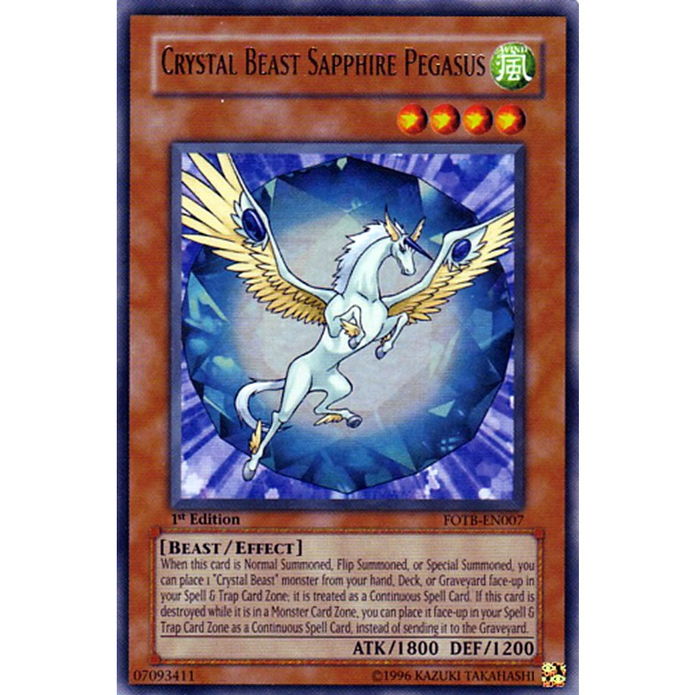 Crystal Beast Sapphire Pegasus FOTB-EN007 Yu-Gi-Oh! Card from the Force of the Breaker Set