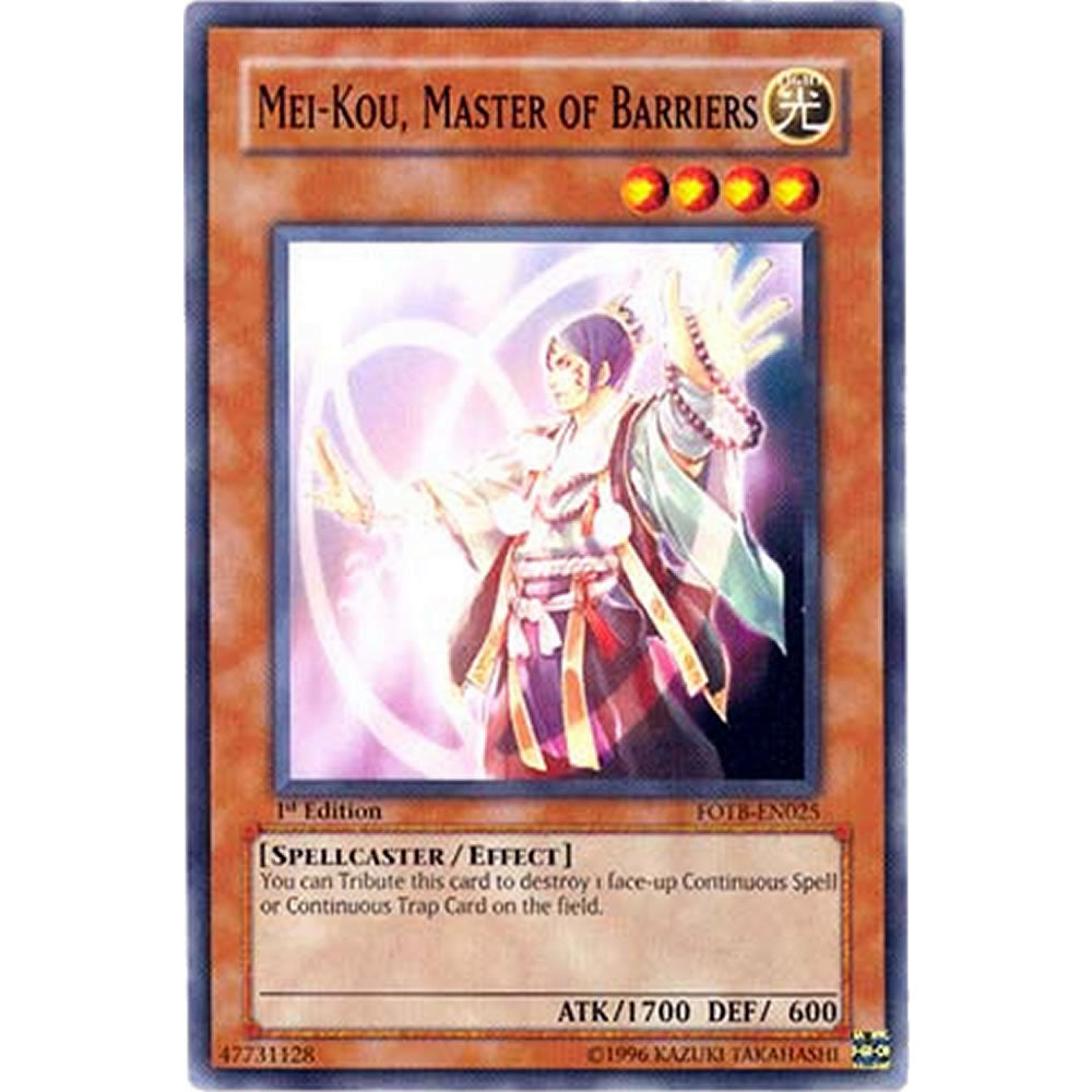 Mei-Kou, Master of Barriers FOTB-EN025 Yu-Gi-Oh! Card from the Force of the Breaker Set