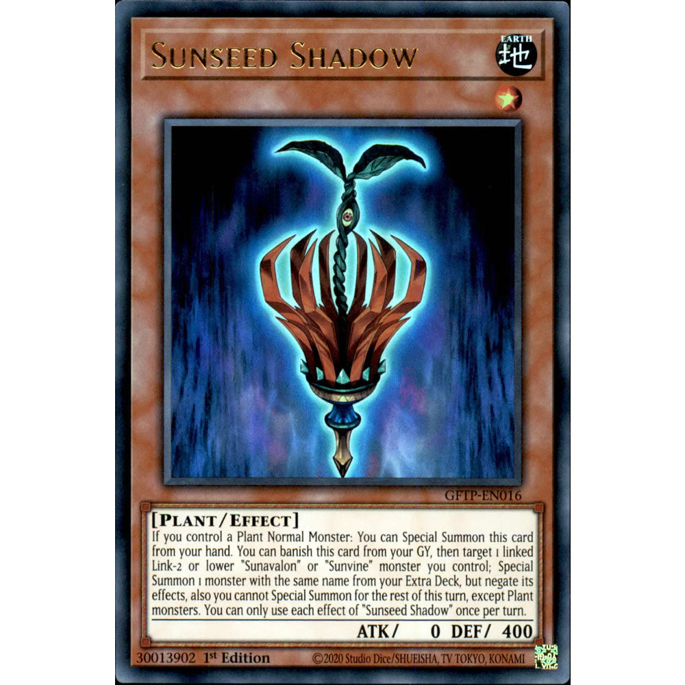 Sunseed Shadow GFTP-EN016 Yu-Gi-Oh! Card from the Ghosts from the Past Set