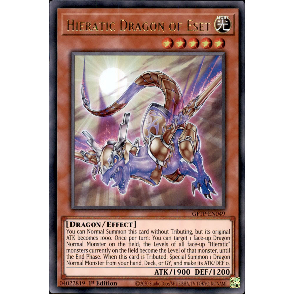 Hieratic Dragon of Eset GFTP-EN049 Yu-Gi-Oh! Card from the Ghosts from the Past Set
