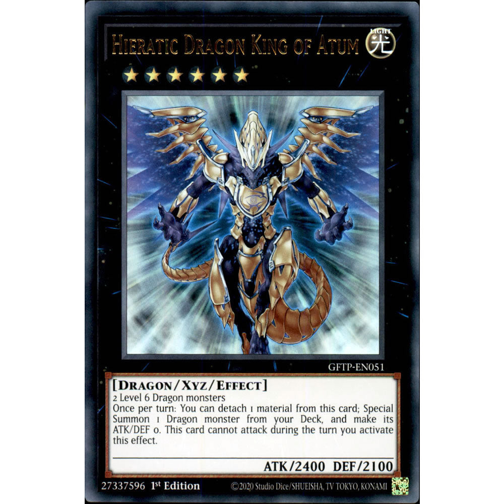 Hieratic Dragon King of Atum GFTP-EN051 Yu-Gi-Oh! Card from the Ghosts from the Past Set