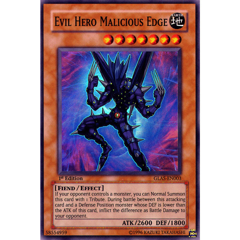 Evil Hero Malicious Edge GLAS-EN003 Yu-Gi-Oh! Card from the Gladiator's Assault Set