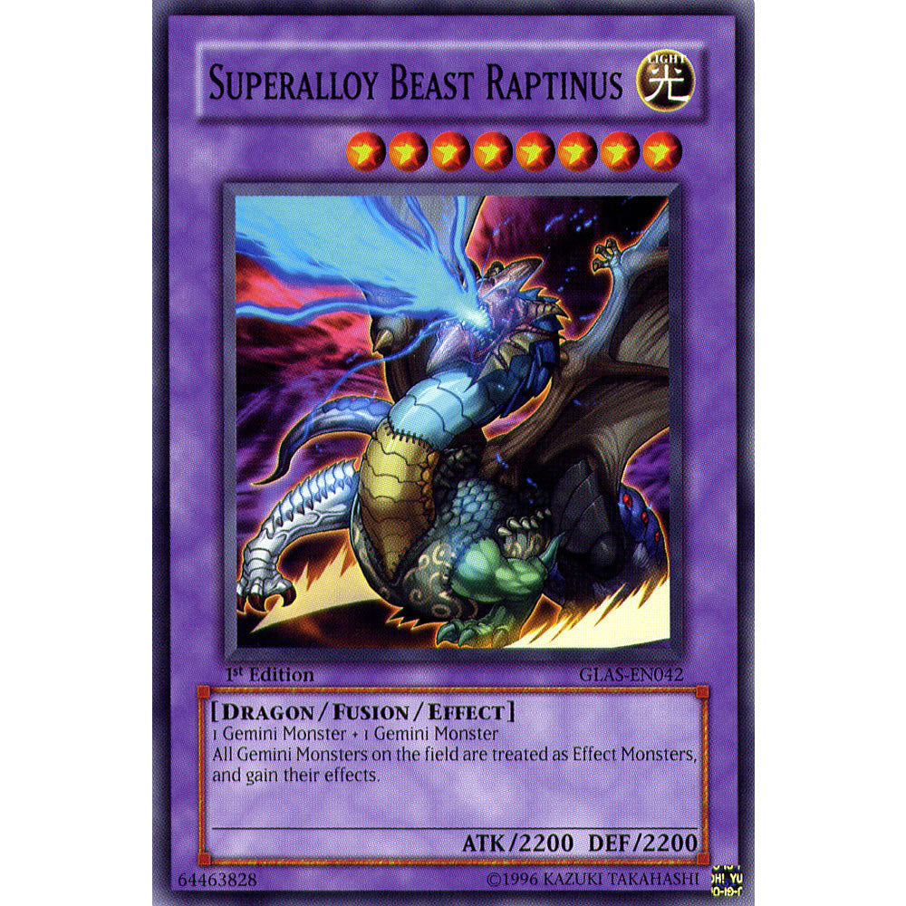 Superalloy Beast Raptinus GLAS-EN042 Yu-Gi-Oh! Card from the Gladiator's Assault Set