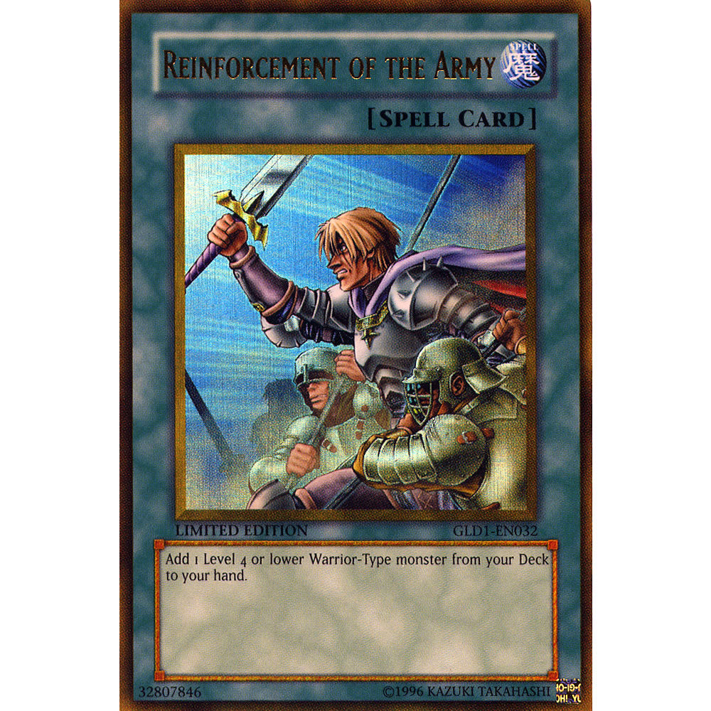 Reinforcement of the Army GLD1-EN032 Yu-Gi-Oh! Card from the Gold Series 1 Set