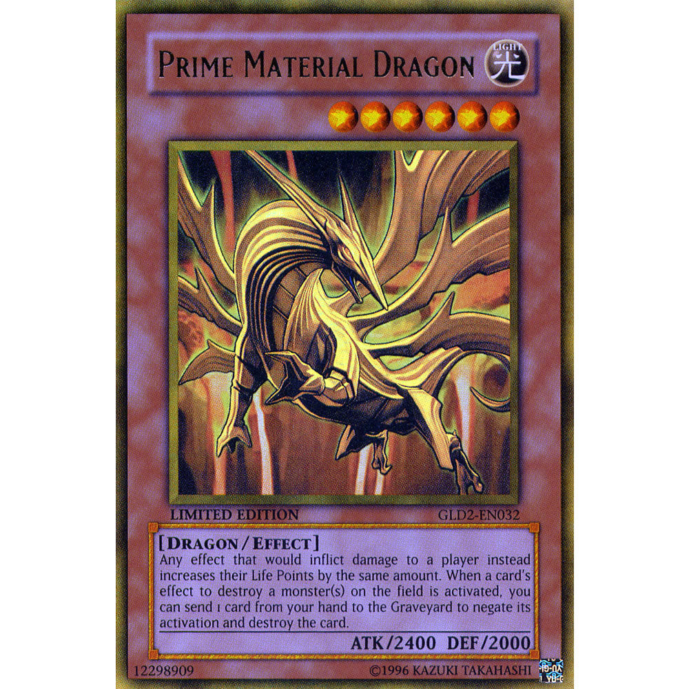 Prime Material Dragon GLD2-EN032 Yu-Gi-Oh! Card from the Gold Series 2 (2009) Set