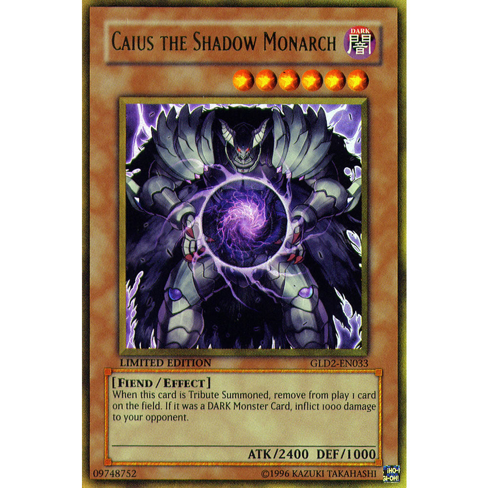 Caius the Shadow Monarch GLD2-EN033 Yu-Gi-Oh! Card from the Gold Series 2 (2009) Set