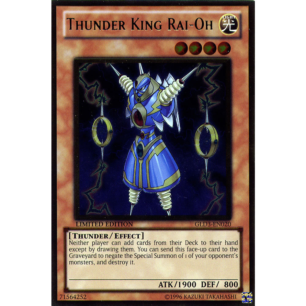 Thunder King Rai-Oh GLD3-EN020 Yu-Gi-Oh! Card from the Gold Series 3 Set