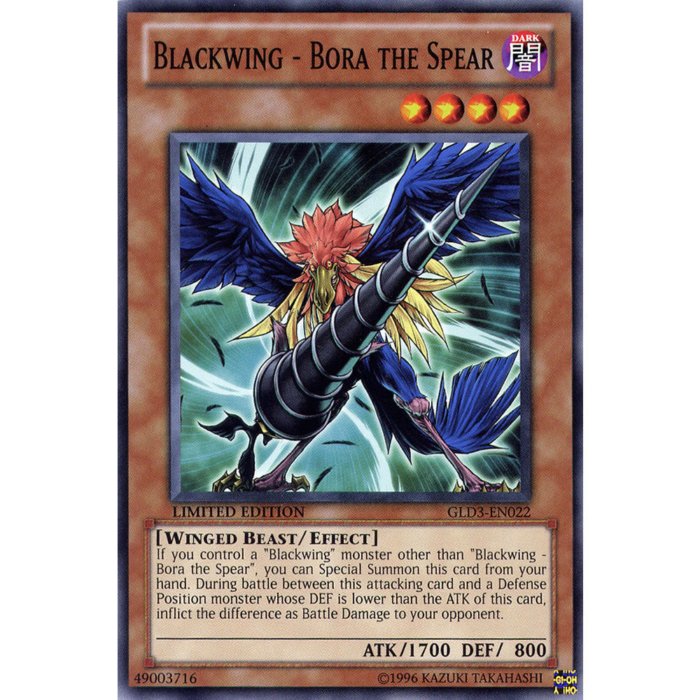 Blackwing - Bora The Spear GLD3-EN022 Yu-Gi-Oh! Card from the Gold Series 3 Set
