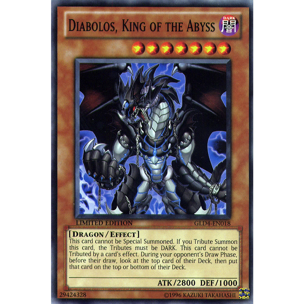 Diabolos, King of the Abyss GLD4-EN018 Yu-Gi-Oh! Card from the Gold Series 4: Pyramids Edition Set