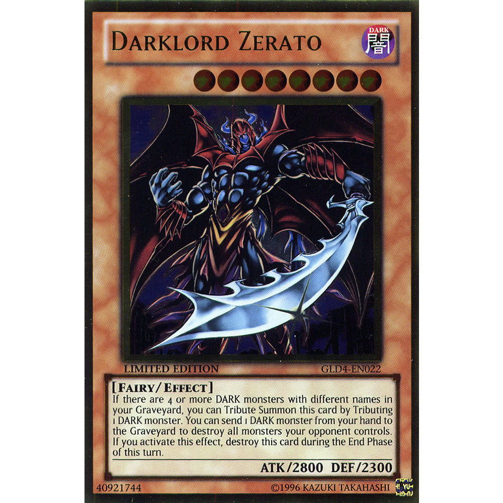 Darklord Zerato GLD4-EN022 Yu-Gi-Oh! Card from the Gold Series 4: Pyramids Edition Set