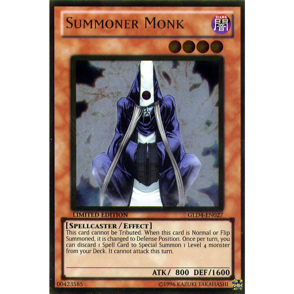 Summoner Monk GLD4-EN027 Yu-Gi-Oh! Card from the Gold Series 4: Pyramids Edition Set