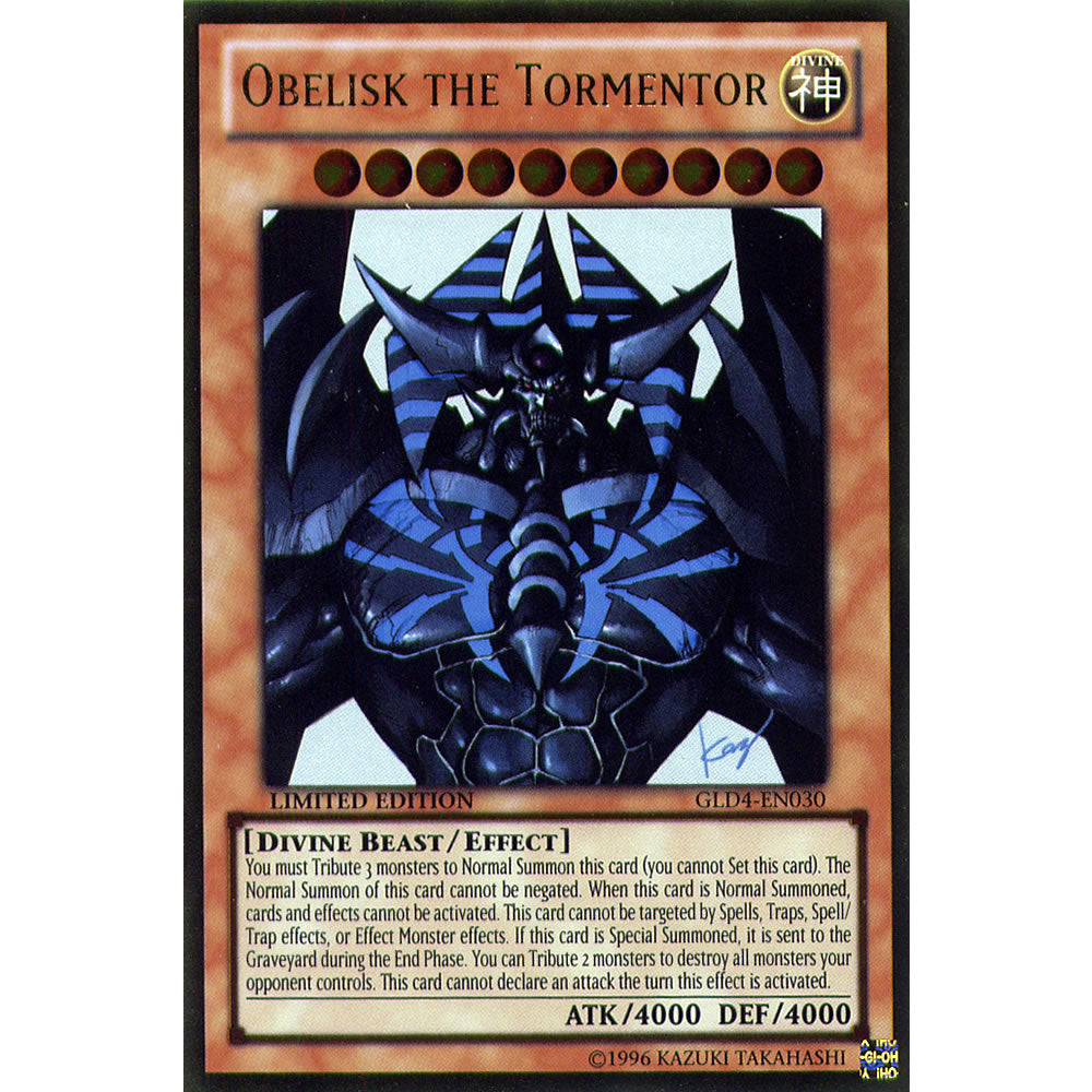 Obelisk the Tormentor GLD4-EN030 Yu-Gi-Oh! Card from the Gold Series 4: Pyramids Edition Set