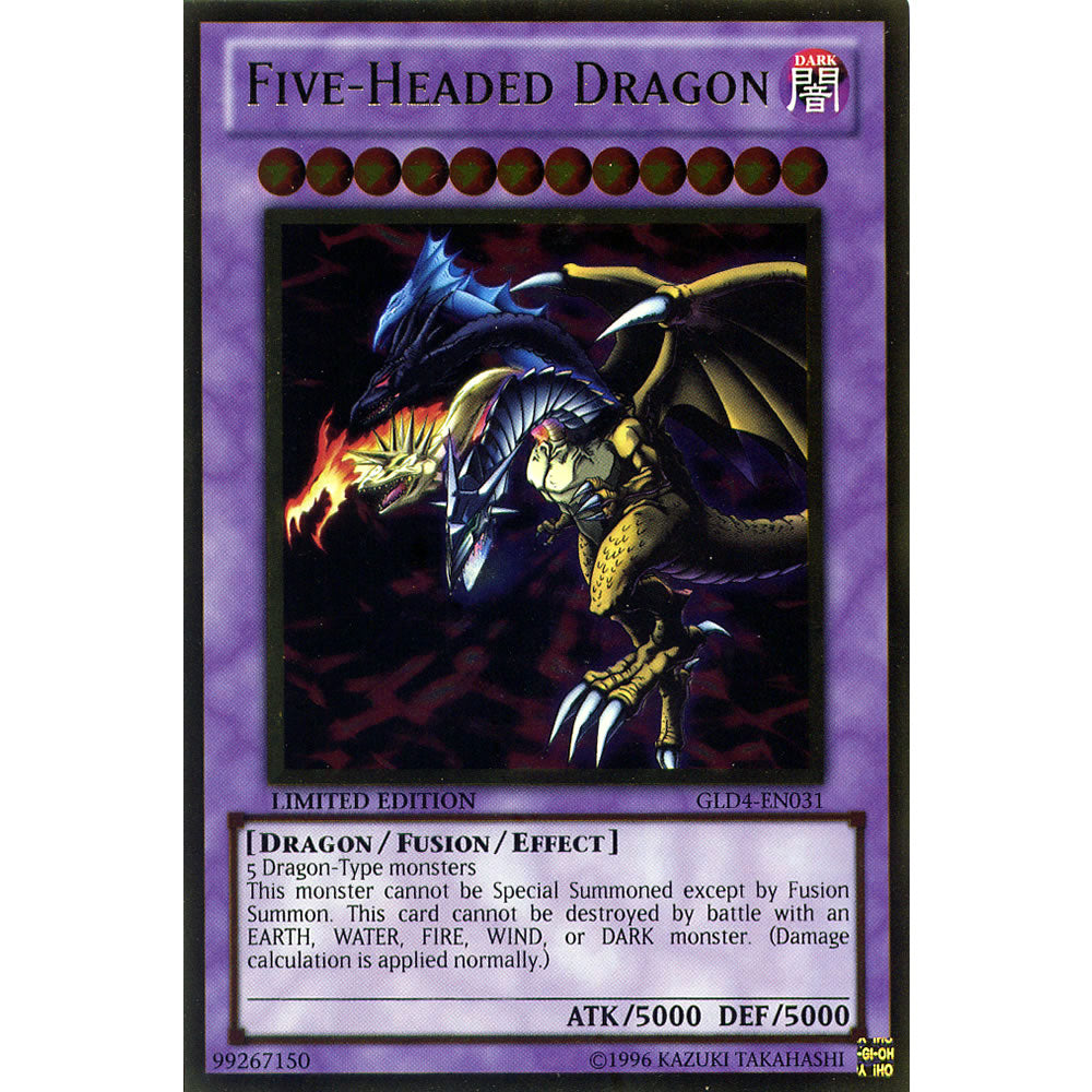 Five - Headed Dragon GLD4-EN031 Yu-Gi-Oh! Card from the Gold Series 4: Pyramids Edition Set