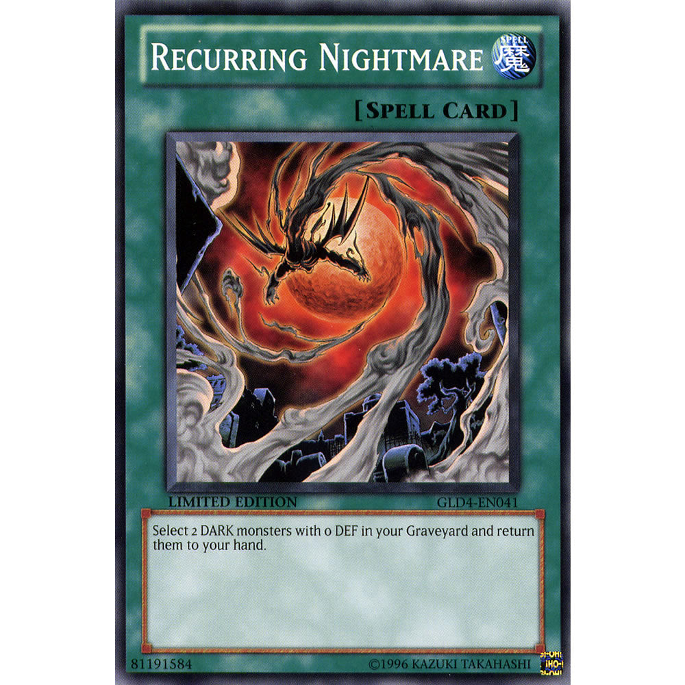 Recurring Nightmare GLD4-EN041 Yu-Gi-Oh! Card from the Gold Series 4: Pyramids Edition Set