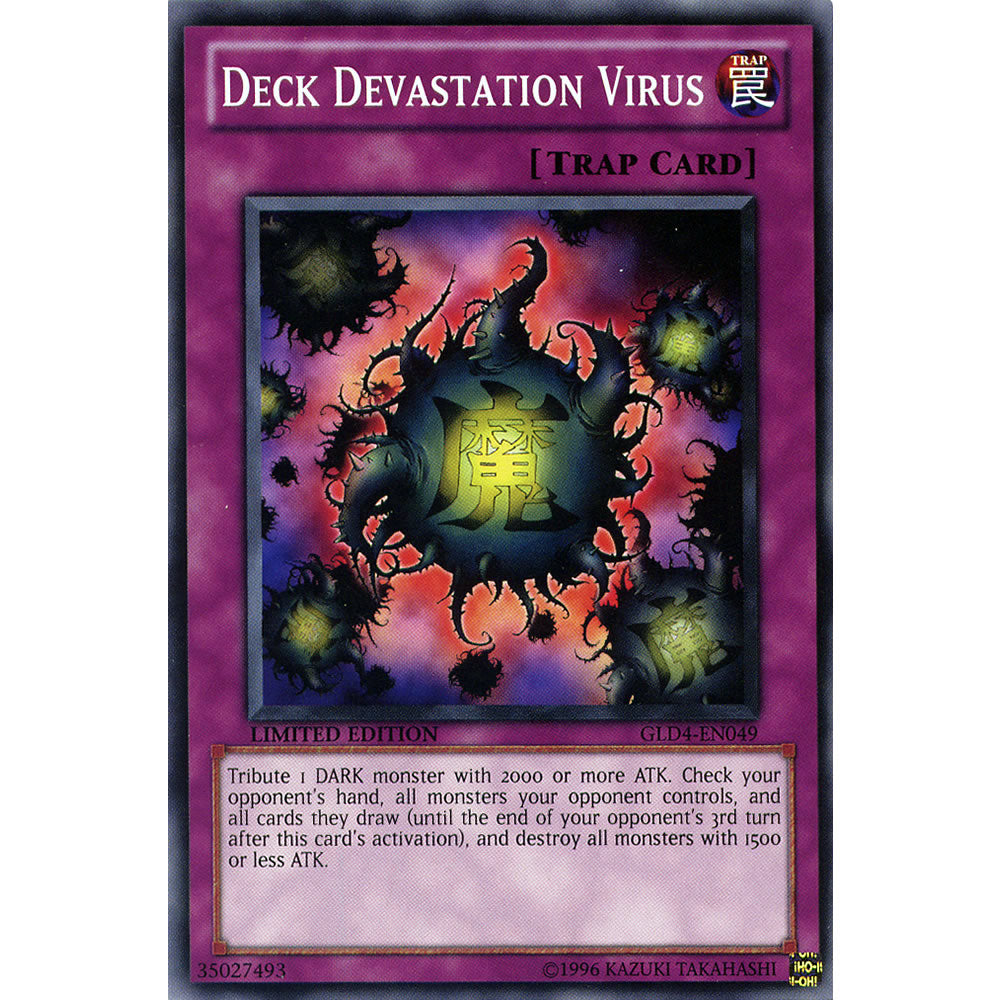 Deck Devastation Virus GLD4-EN049 Yu-Gi-Oh! Card from the Gold Series 4: Pyramids Edition Set