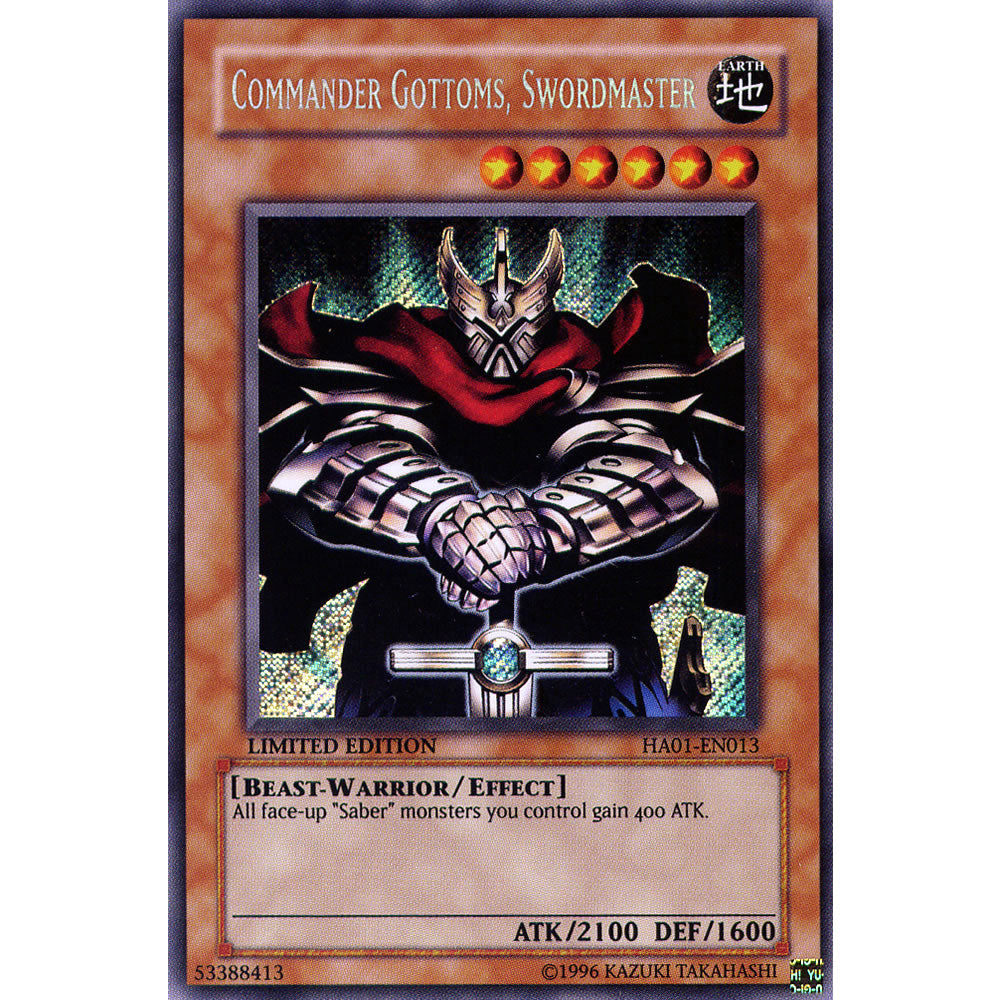 Commander Gottoms, Swordmaster HA01-EN013 Yu-Gi-Oh! Card from the Hidden Arsenal 1 Set