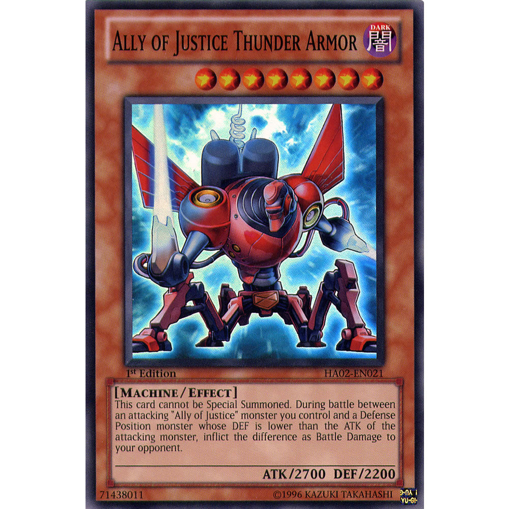 Ally of Justice Thunder Armor HA02-EN021 Yu-Gi-Oh! Card from the Hidden Arsenal 2 Set