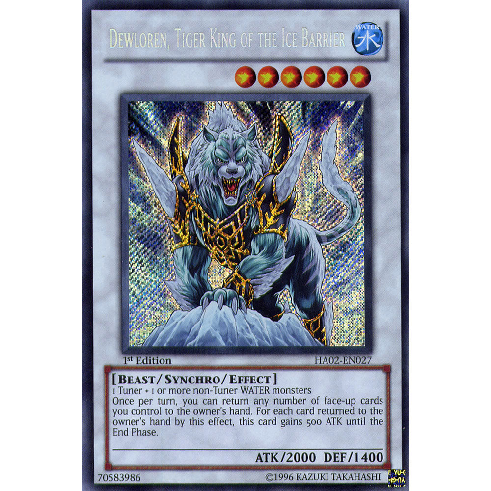 Dewloren, Tiger King of the Ice Barrier HA02-EN027 Yu-Gi-Oh! Card from the Hidden Arsenal 2 Set