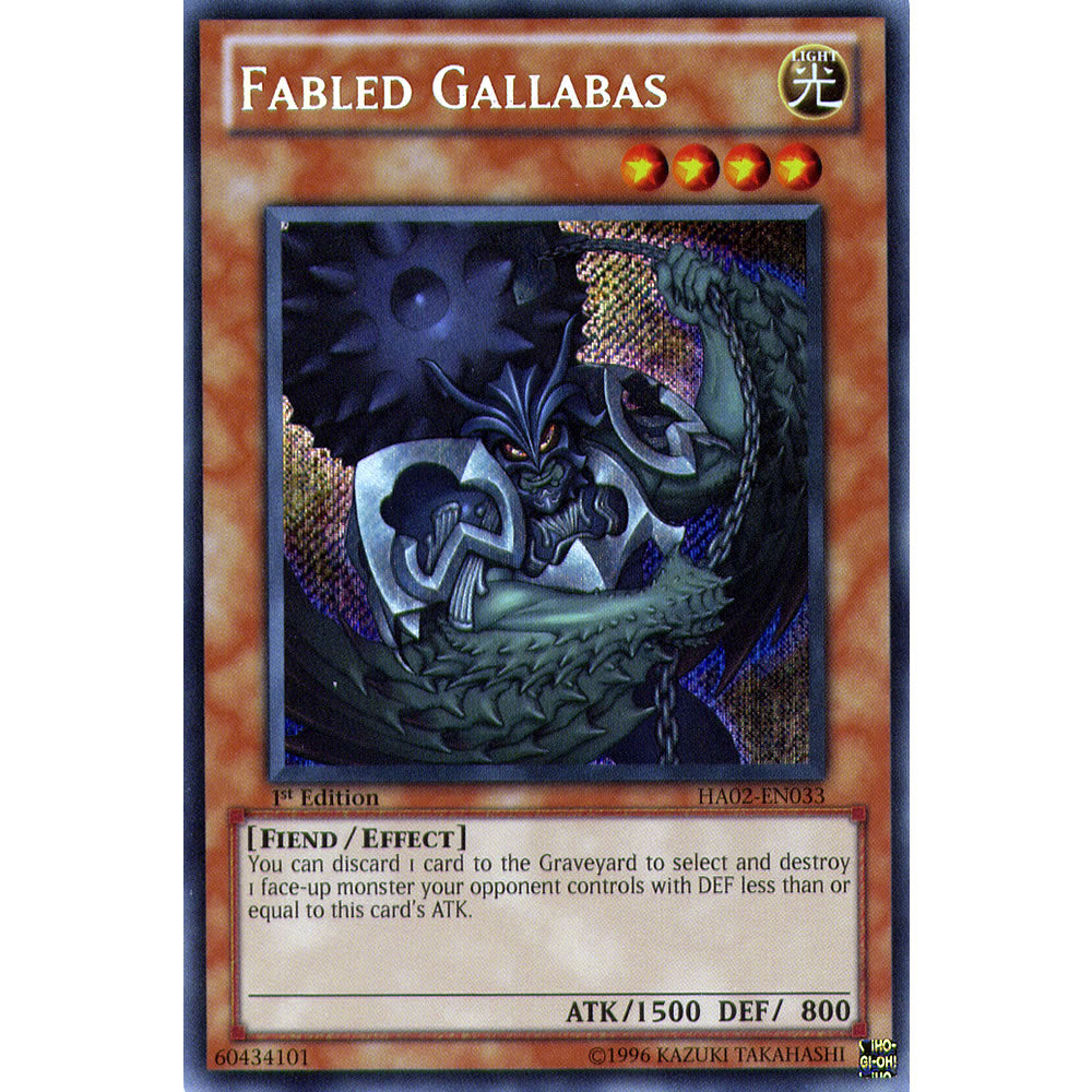 Fabled Gallabas HA02-EN033 Yu-Gi-Oh! Card from the Hidden Arsenal 2 Set