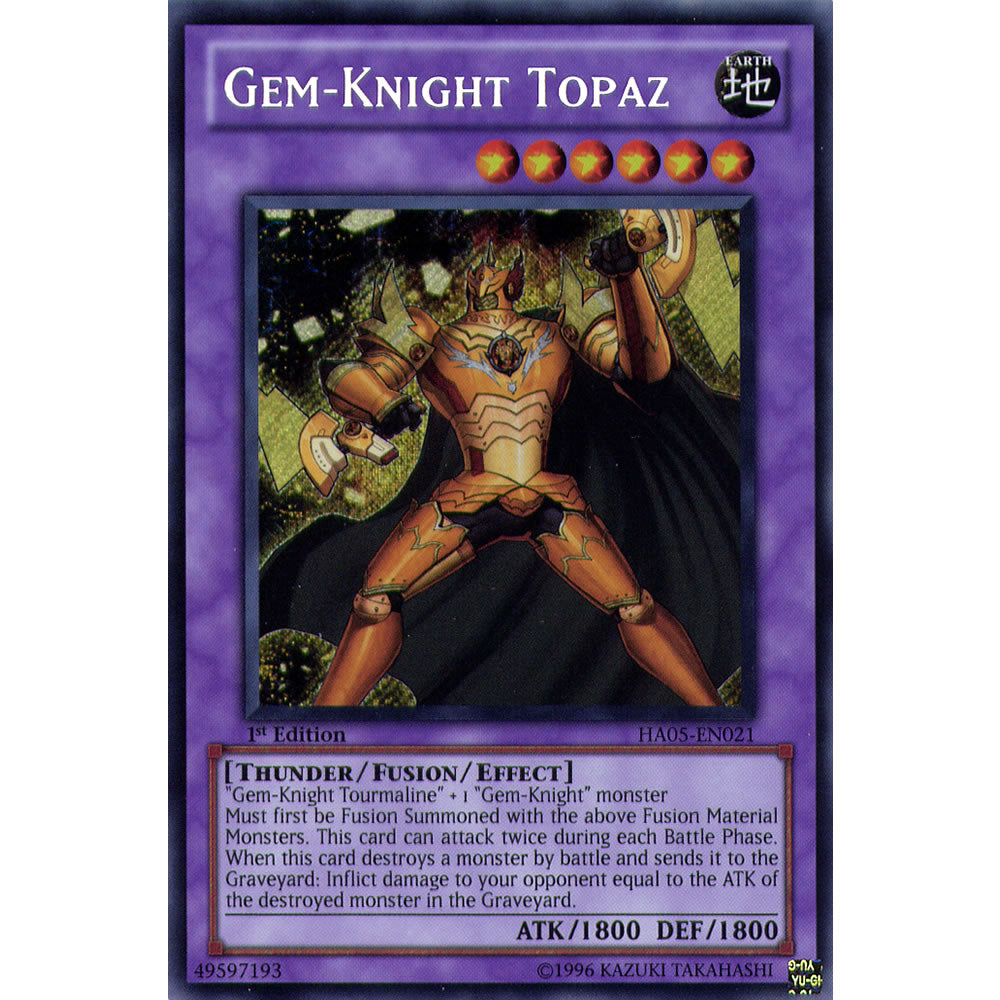 Gem-Knight Topaz HA05-EN021 Yu-Gi-Oh! Card from the Hidden Arsenal 5: Steelswarm Invasion Set
