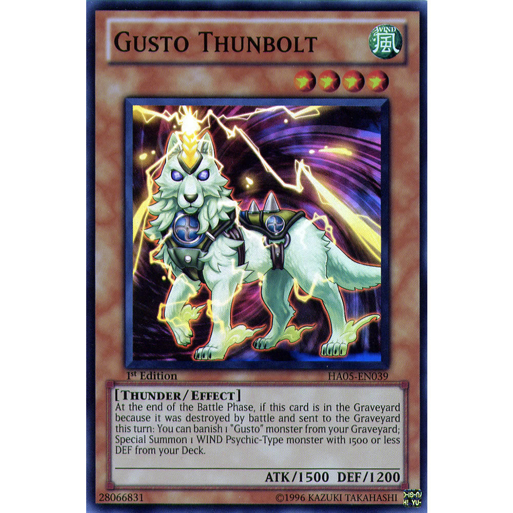Gusto Thunbolt HA05-EN039 Yu-Gi-Oh! Card from the Hidden Arsenal 5: Steelswarm Invasion Set