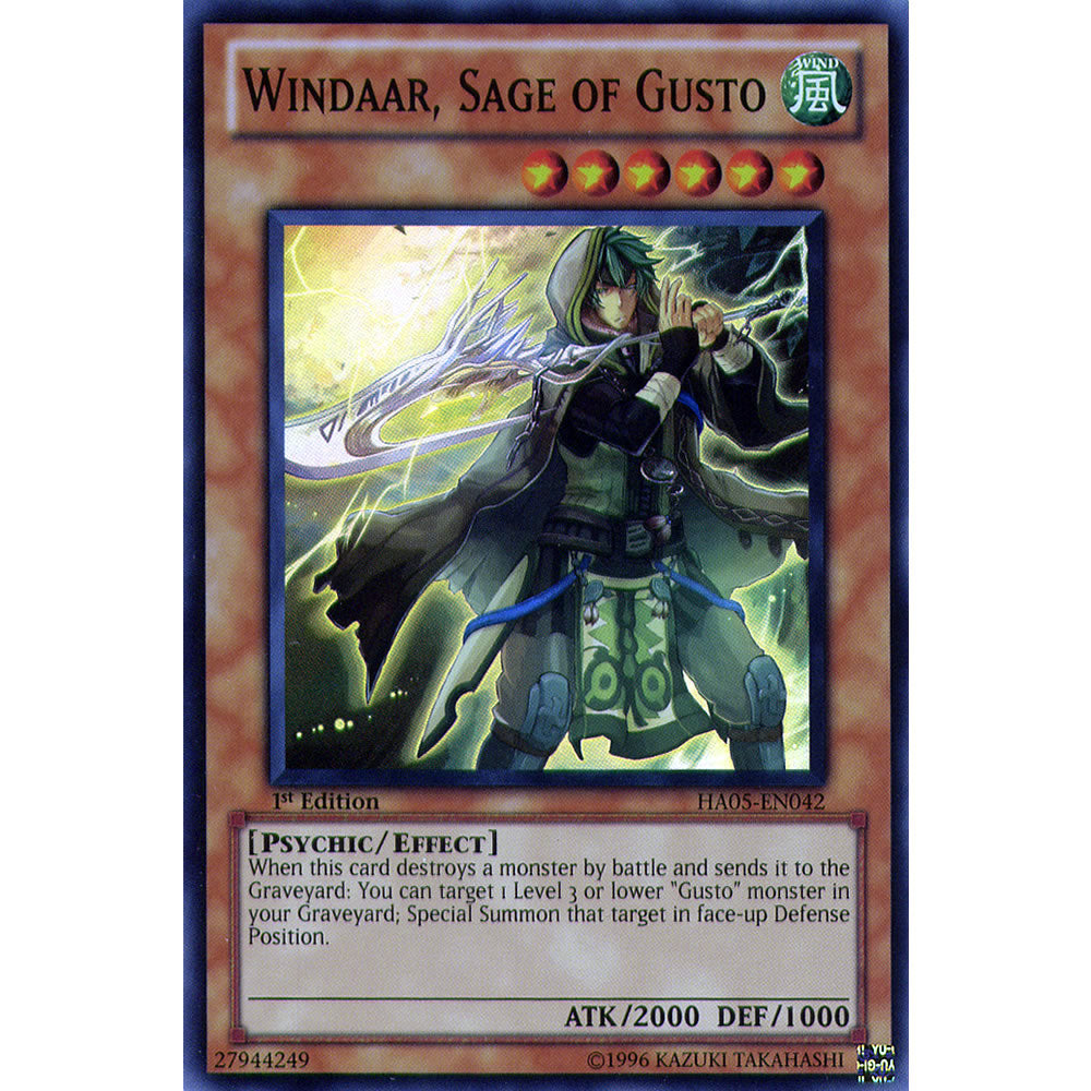 Windaar, Sage of Gusto HA05-EN042 Yu-Gi-Oh! Card from the Hidden Arsenal 5: Steelswarm Invasion Set