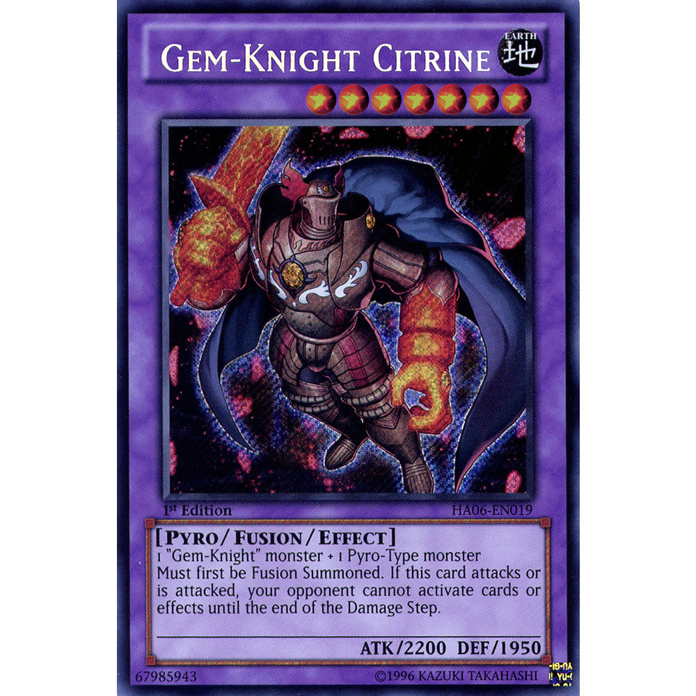 Gem-Knight Citrine HA06-EN019 Yu-Gi-Oh! Card from the Hidden Arsenal 6: Omega Xyz Set
