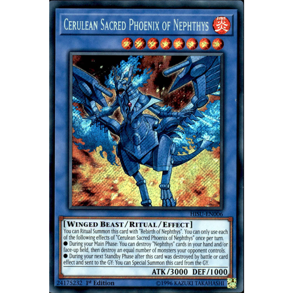 Cerulean Sacred Phoenix of Nephthys HISU-EN006 Yu-Gi-Oh! Card from the Hidden Summoners Set