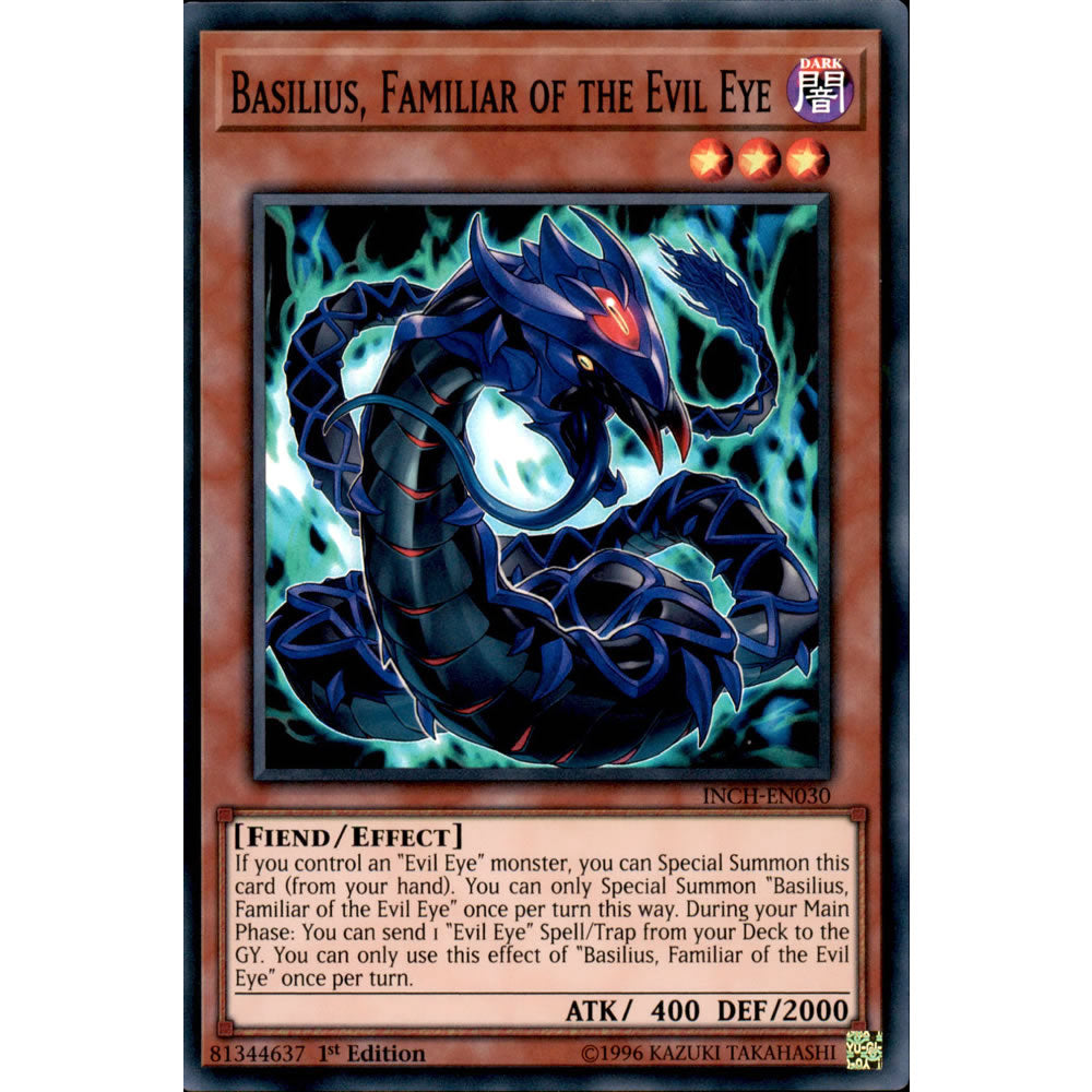 Basilius, Familiar of the Evil Eye INCH-EN030 Yu-Gi-Oh! Card from the The Infinity Chasers Set