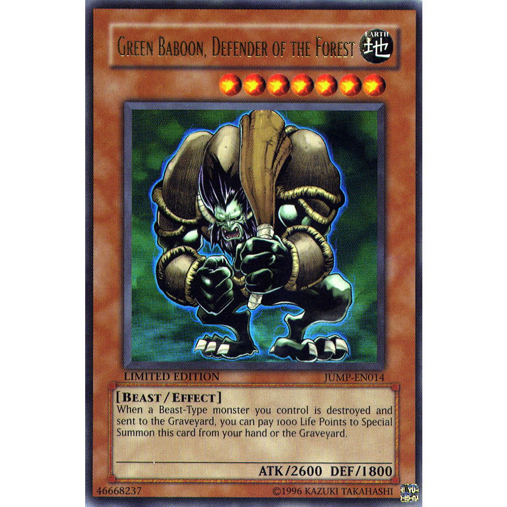 Green Baboon, Defender of the Forest JUMP-EN014 Yu-Gi-Oh! Card from the Shonen Jump Set