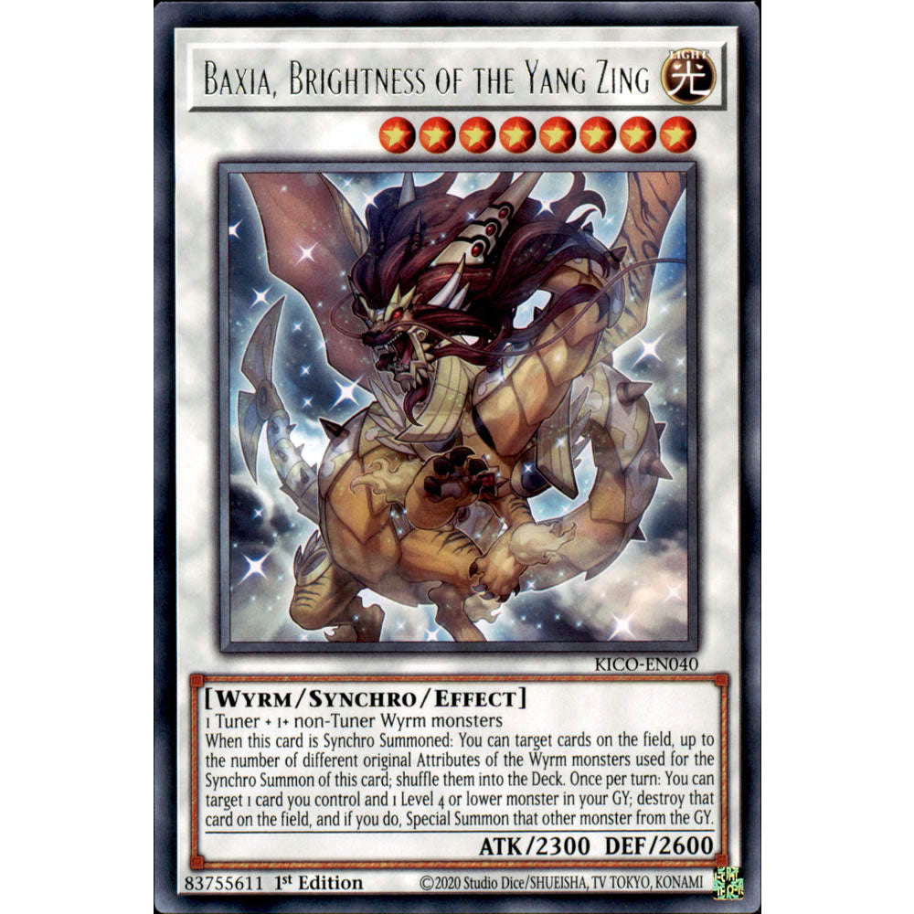 Baxia, Brightness of the Yang Zing KICO-EN040 Yu-Gi-Oh! Card from the King's Court Set