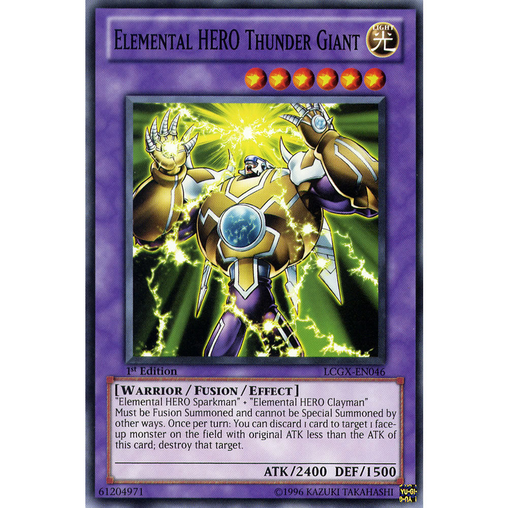 Elemental Hero Thunder Giant LCGX-EN046 Yu-Gi-Oh! Card from the Legendary Collection 2: The Duel Academy Years Mega Pack Set