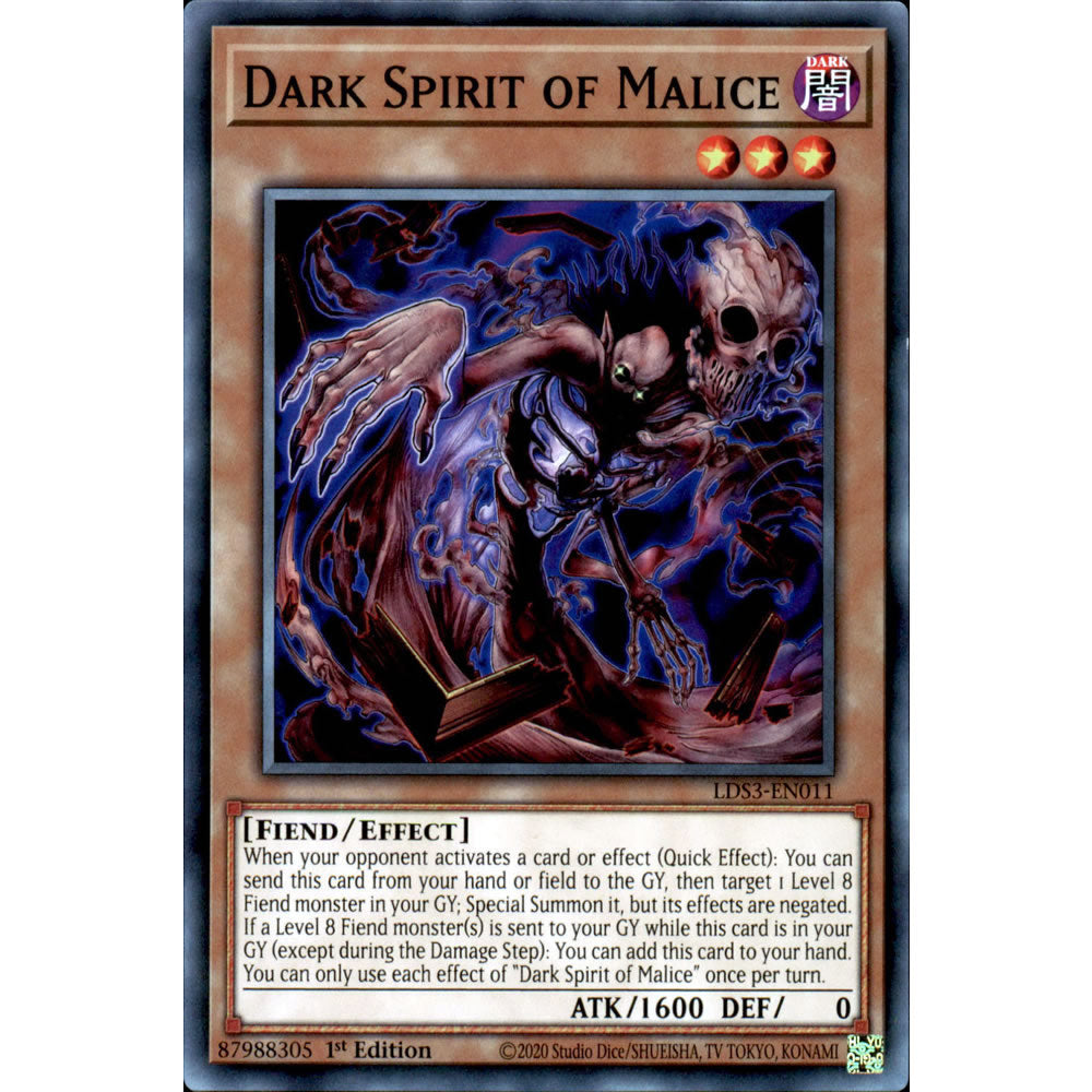 Dark Spirit of Malice LDS3-EN011 Yu-Gi-Oh! Card from the Legendary Duelists: Season 3 Set