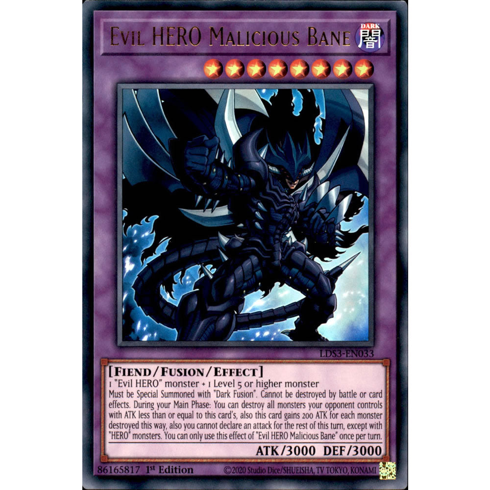 Evil HERO Malicious Bane LDS3-EN033 Yu-Gi-Oh! Card from the Legendary Duelists: Season 3 Set