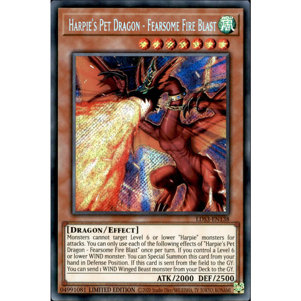 Harpie's Pet Dragon - Fearsome Fire Blast LDS3-EN138 Yu-Gi-Oh! Card from the Legendary Duelists: Season 3 Set