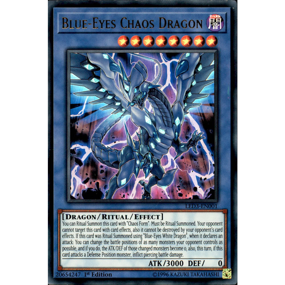 Blue-Eyes Chaos Dragon LED3-EN001 Yu-Gi-Oh! Card from the Legendary Duelists: White Dragon Abyss Set