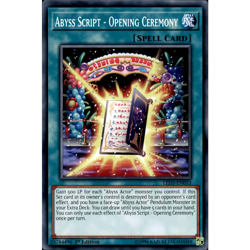 Abyss Script - Opening Ceremony LED3-EN053 Yu-Gi-Oh! Card from the Legendary Duelists: White Dragon Abyss Set