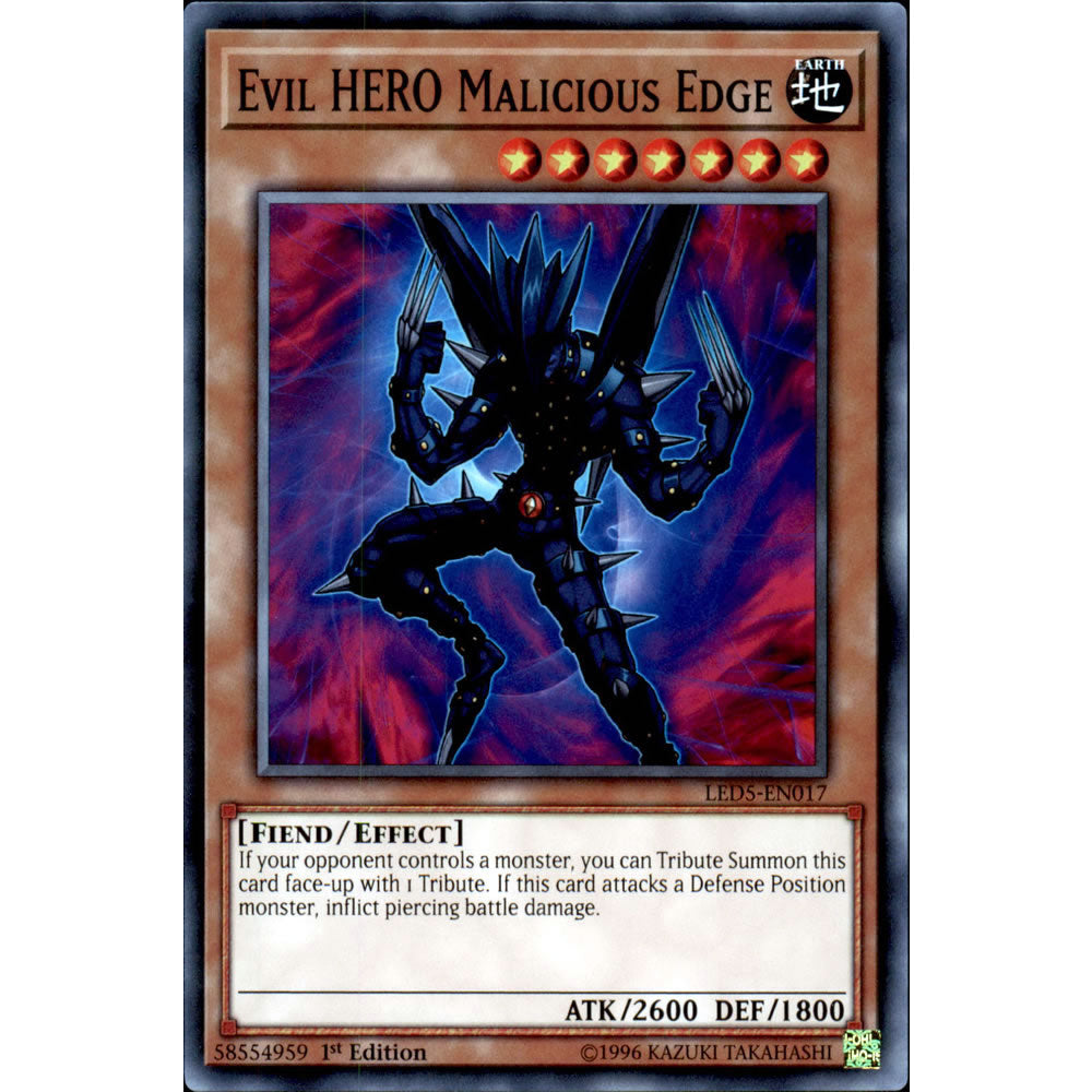 Evil HERO Malicious Edge LED5-EN017 Yu-Gi-Oh! Card from the Legendary Duelists: Immortal Destiny Set