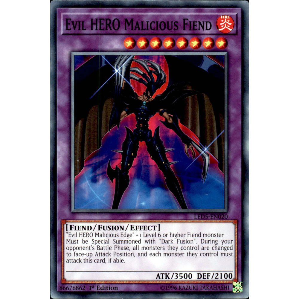 Evil HERO Malicious Fiend LED5-EN020 Yu-Gi-Oh! Card from the Legendary Duelists: Immortal Destiny Set