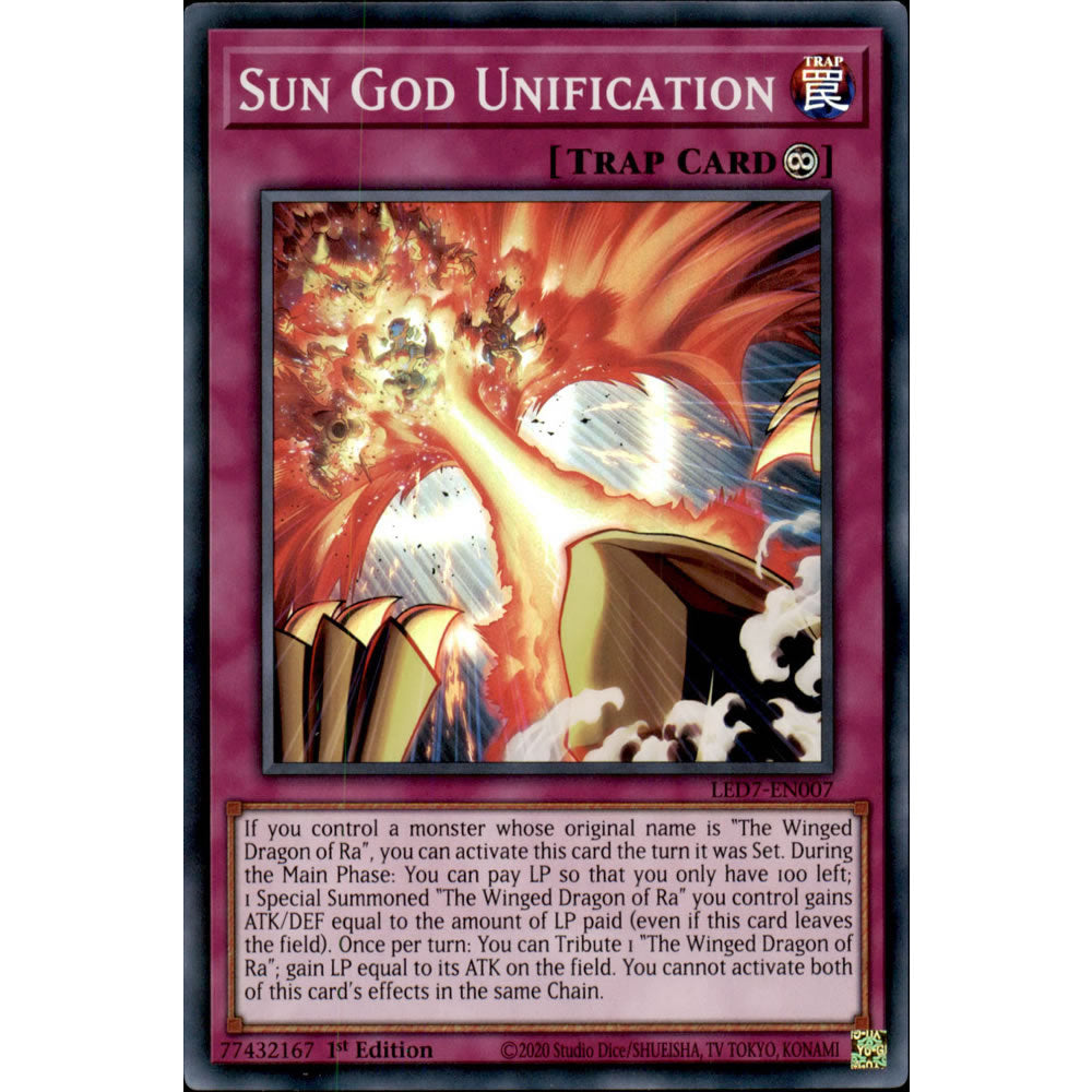 Sun God Unification LED7-EN007 Yu-Gi-Oh! Card from the Legendary Duelists: Rage of Ra Set