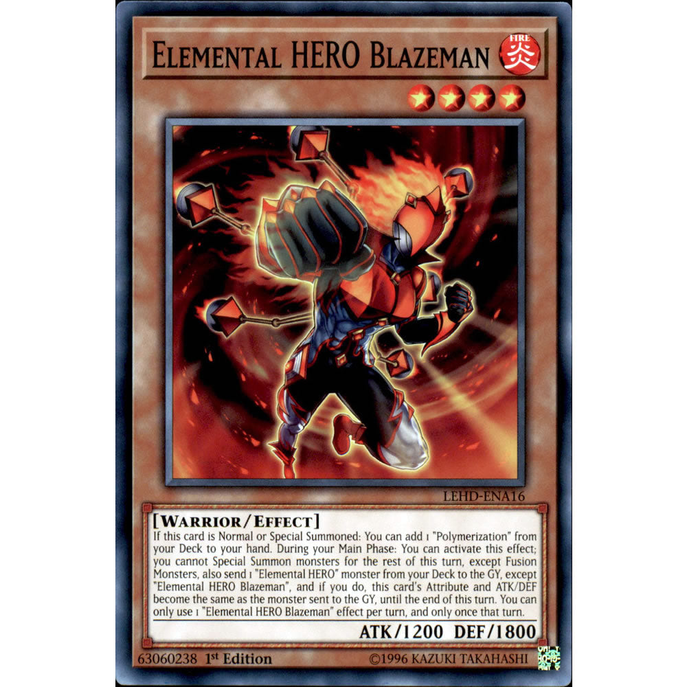 Elemental HERO Blazeman LEHD-ENA16 Yu-Gi-Oh! Card from the Legendary Hero Decks Set