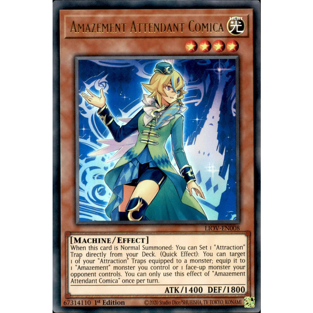 Amazement Attendant Comica LIOV-EN008 Yu-Gi-Oh! Card from the Lightning Overdrive Set