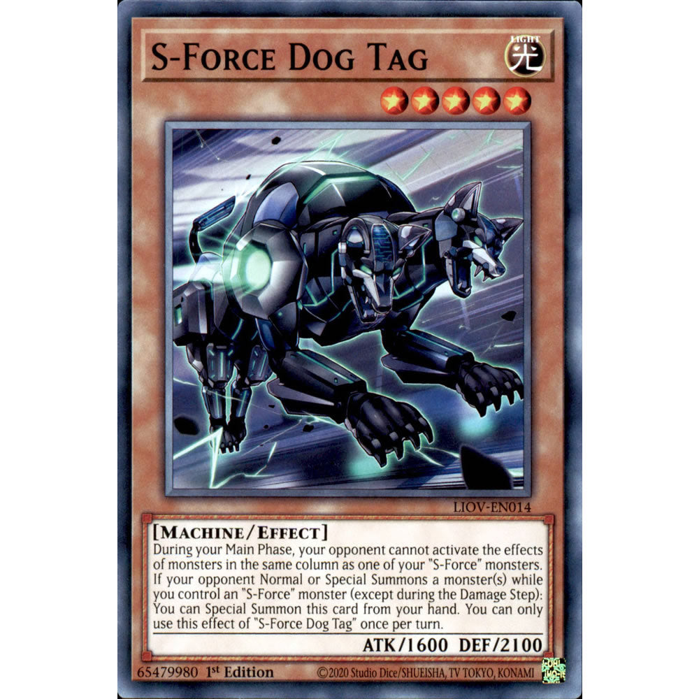 S-Force Dog Tag LIOV-EN014 Yu-Gi-Oh! Card from the Lightning Overdrive Set