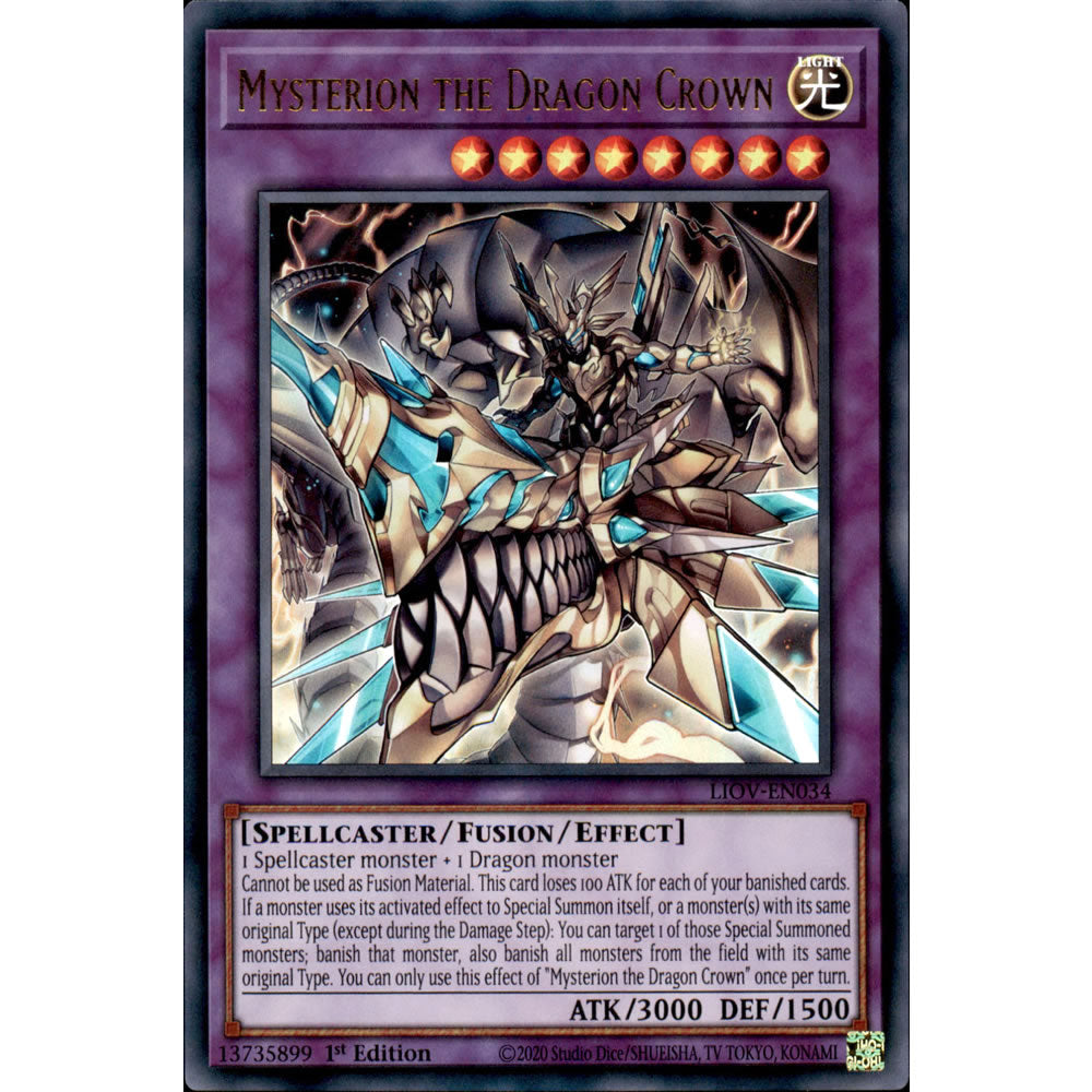 Mysterion the Dragon Crown LIOV-EN034 Yu-Gi-Oh! Card from the Lightning Overdrive Set